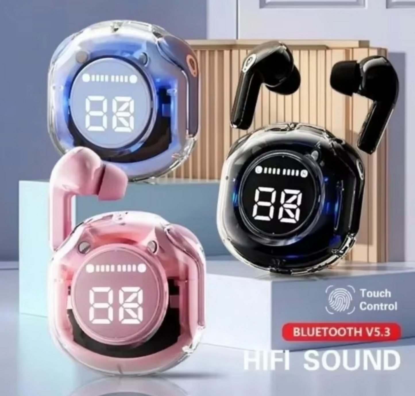 Air39 Wireless Earbuds – Bluetooth 5.3 | Clear HD Sound | Heavy Bass | Noise Reduction | LED Digital Display | Stylish Wireless Earphones