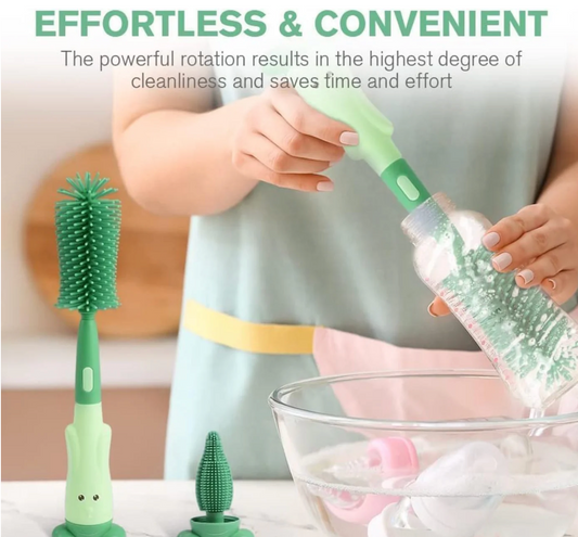 3-in-1 Silicone Baby Bottle Brush Set | Bottle Cleaner, Straw Brush & Pacifier Cleaner for Newborn Feeding