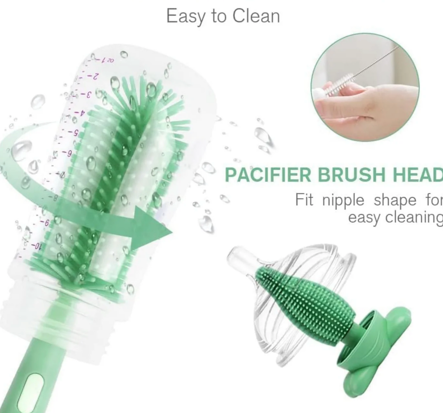 3-in-1 Silicone Baby Bottle Brush Set | Bottle Cleaner, Straw Brush & Pacifier Cleaner for Newborn Feeding