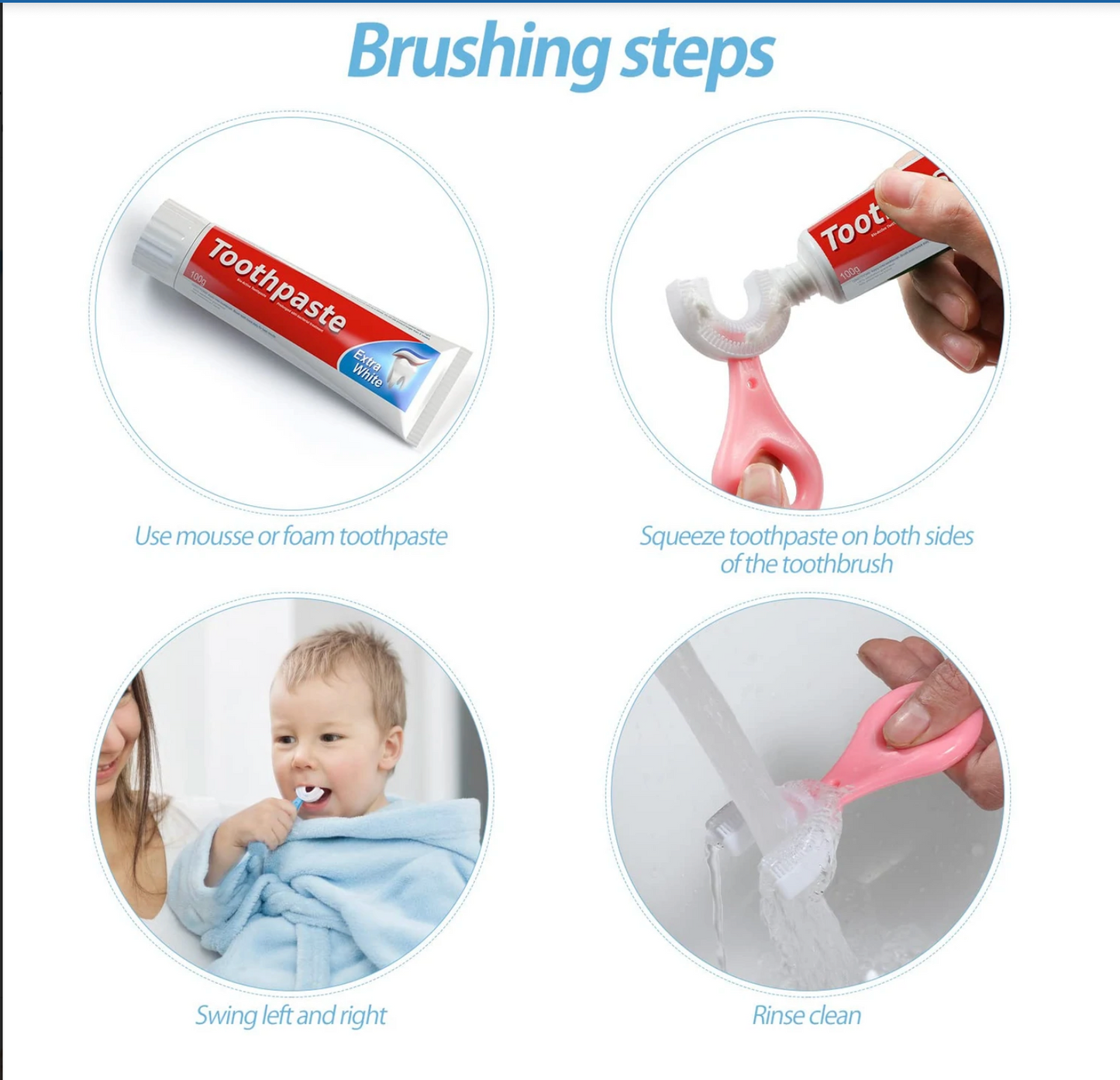360° U-Shaped Baby Toothbrush | Soft Silicone Kids Toothbrush & Teether for Toddler Oral Care