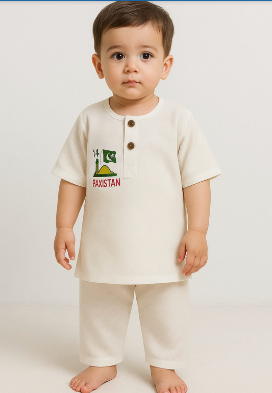14 August Kids Suit 🇵🇰 | Soft Cotton Traditional Azadi Dress for Boys & Girls (1–3 Years) | Independence Day Outfit