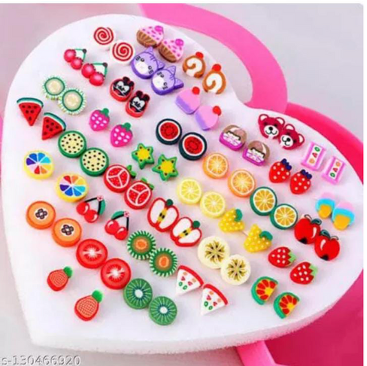 36 Pair Trendy Ear Tops Set for Girls  | Stylish Fashion Stud Earrings | Daily & Party Wear Jewelry