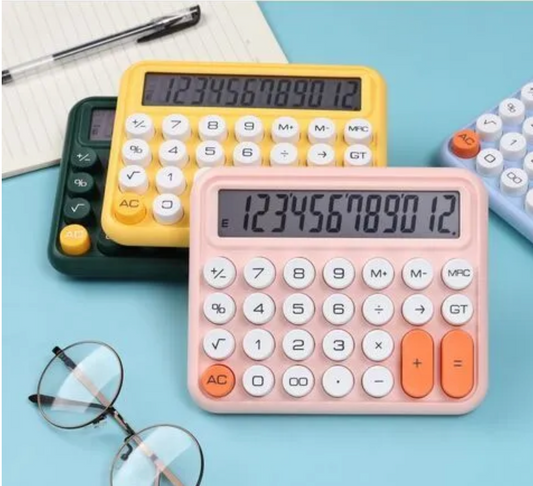 12-Digit Keyboard Style Calculator | Mechanical Buttons | Desktop Office & Financial Accounting | Battery Operated