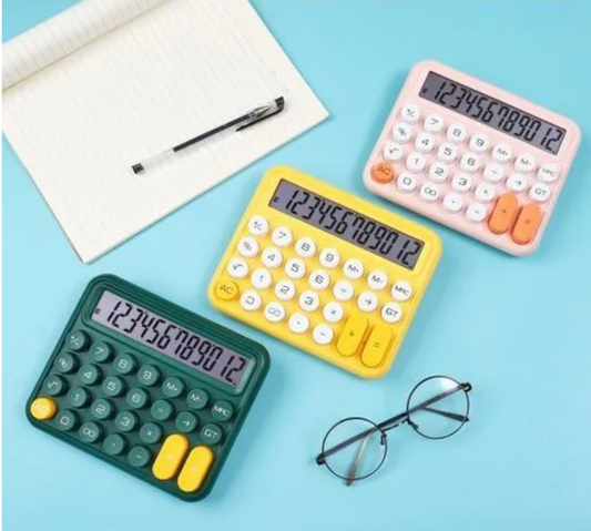 12-Digit Keyboard Style Calculator | Mechanical Buttons | Desktop Office & Financial Accounting | Battery Operated
