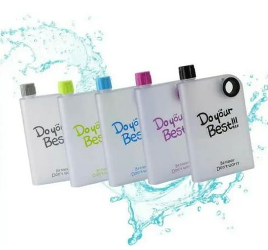 Ultra Slim Notebook Water Bottle | Flat Portable Design | 1 Pc (Random Color) | BPA Free