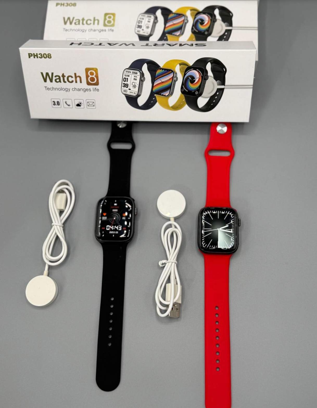 Ph308 Smartwatch Series 8 – Fitness Tracker with Sports Mode, Heart Rate Monitor, Call & Message Notifications | Daily Activity Tracker Watch (Random Color, with Box)