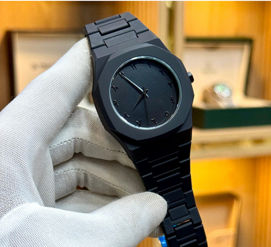 Full Black Aura Quartz Watch for Men – Stylish Analog Watch for Boys – Premium Quality Lightweight Black Wrist Watch – Best Fashion Watch for Men