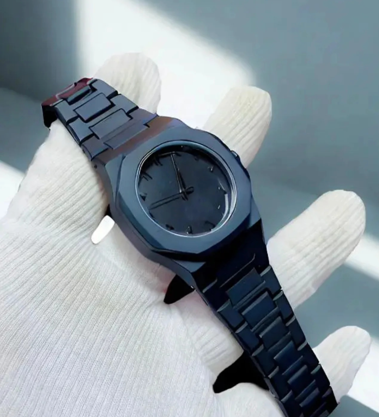 Full Black Aura Quartz Watch for Men – Stylish Analog Watch for Boys – Premium Quality Lightweight Black Wrist Watch – Best Fashion Watch for Men