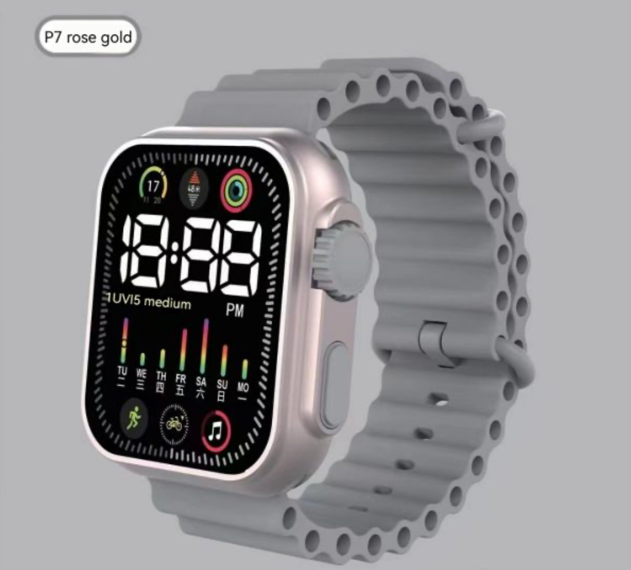 P7 Rose Gold LED Electronic Watch | Stylish Marine Band Digital Sports Watch for Kids & Students | Waterproof Touch Screen Children’s Watch