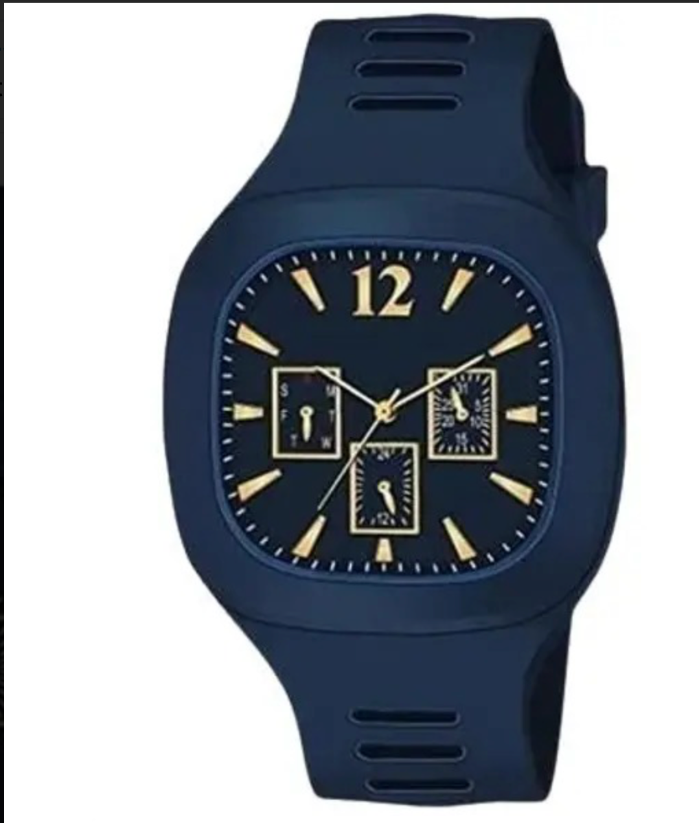 Men’s Black Silicone Square Dial Watch – Stylish & Sporty Quartz Wristwatch with Durable Strap | Modern Casual Watch for Men