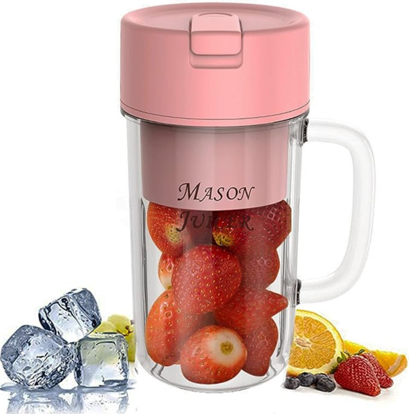 Mason Portable Mini Juicer Blender With Straw Cup | Cordless Rechargeable Outdoor Juicing Cup | Compact Home & Travel Smoothie Maker
