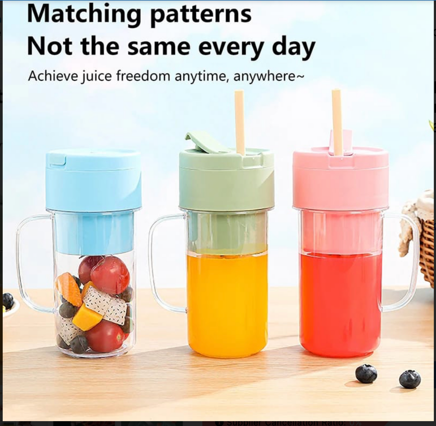 Mason Portable Mini Juicer Blender With Straw Cup | Cordless Rechargeable Outdoor Juicing Cup | Compact Home & Travel Smoothie Maker