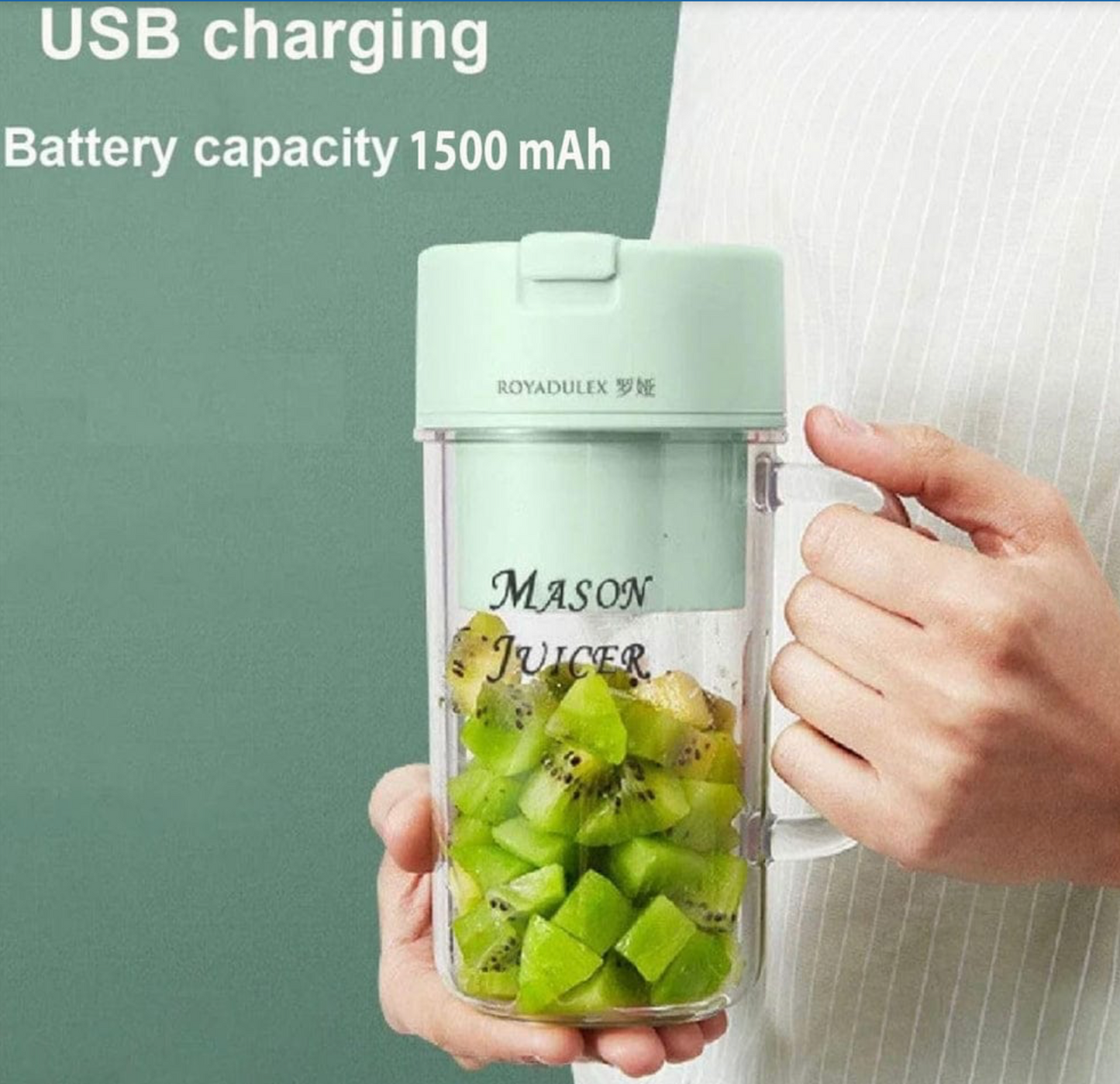 Mason Portable Mini Juicer Blender With Straw Cup | Cordless Rechargeable Outdoor Juicing Cup | Compact Home & Travel Smoothie Maker