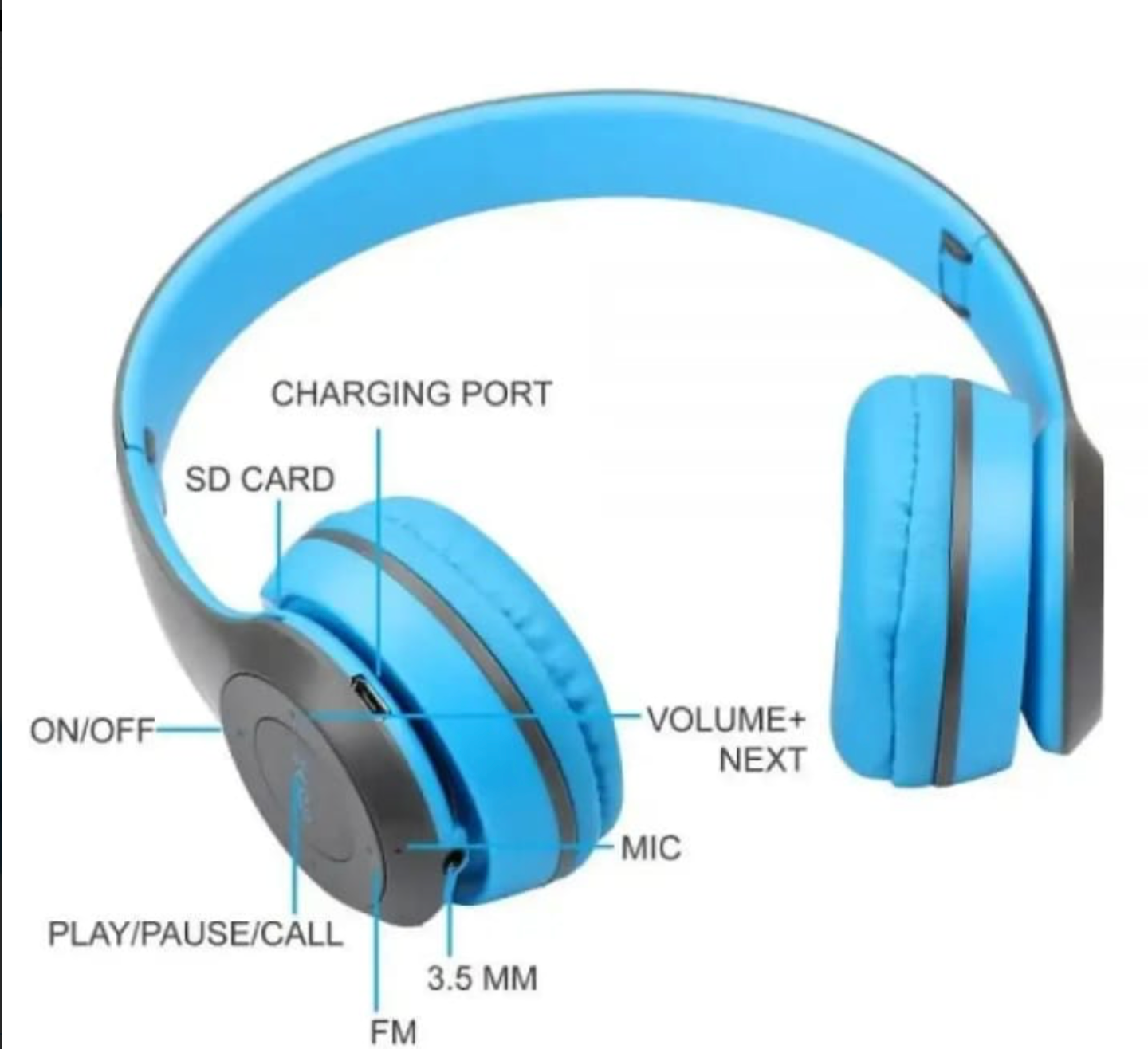 P47 Bluetooth Headphones Over Ear – Foldable Wireless Headset For Gaming & Music | Noise Cancelling, Built‑In Mic, HiFi Stereo Sound | Best Wireless Headphones For Mobile & PC