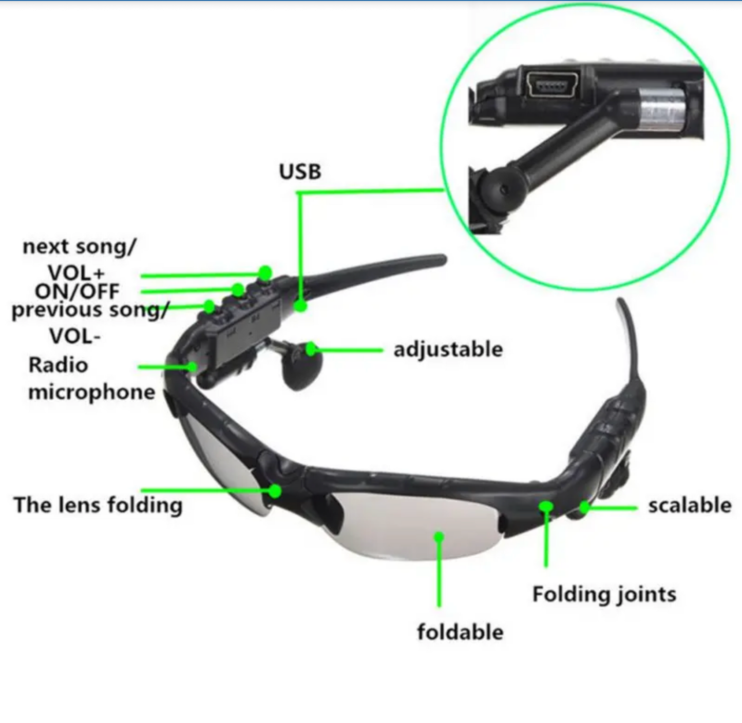 Bluetooth Sunglasses with Headphones | Wireless Music & Call | Connect with Mobile | Smart Audio Glasses for Hands-Free Talking & Outdoor Sports