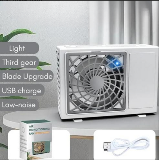 Portable Rechargeable Mini Air Cooler Fan – Personal USB Cooling Fan with 3 Speeds | Compact Desktop Air Conditioner for Home, Office & Travel (With Box)