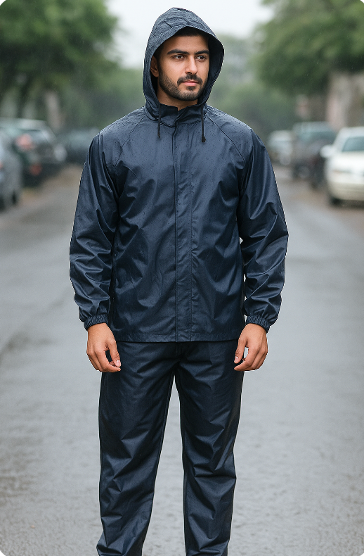 2-Piece Royal Waterproof Rain Suit for Men & Women – Raincoat with Pants & Cap | Durable, Breathable, Outdoor Rain Gear for Heavy Rain, Camping, Travel, and Work