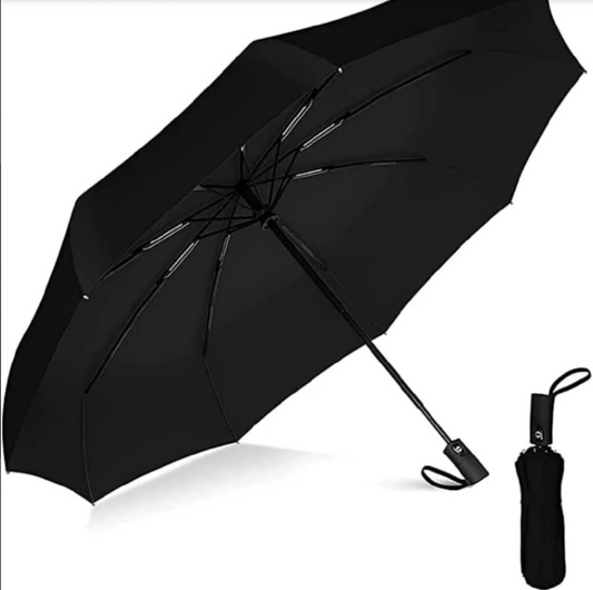 Compact Travel Umbrella – Windproof & Lightweight | Portable Gray Umbrella for Rain & Sun Protection – Durable Folding Design