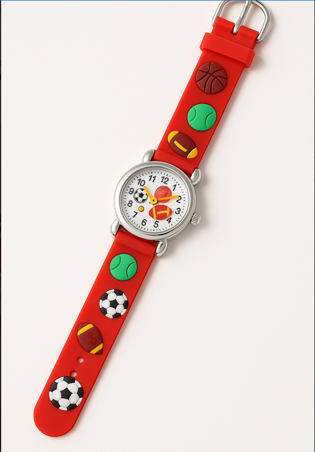 Cute Cartoon Football Kids Watch – High-Quality Silicone Quartz Wristwatch for Boys & Girls (Random Color)