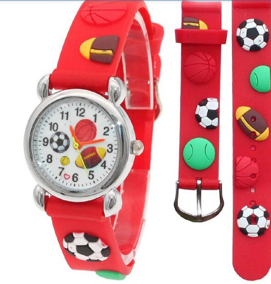 Cute Cartoon Football Kids Watch – High-Quality Silicone Quartz Wristwatch for Boys & Girls (Random Color)