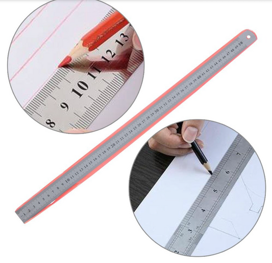Stainless Steel 12-Inch Ruler – Durable Silver Measuring Tool for School, Office, Engineering, Drafting & DIY Projects