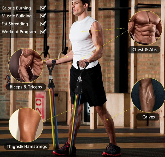 11 Pcs Resistance Bands Set for Workout – Power Exercise Bands for Strength Training, Yoga, Home Gym & Fitness Equipment for Men & Women