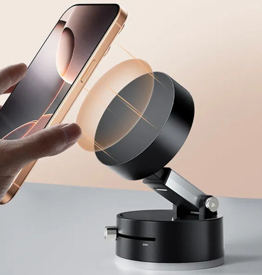 360° Rotating Magnetic Phone Holder – Strong Vacuum Suction Mount for Car, Desk & Tabletop | Universal Magnetic 360 Mount