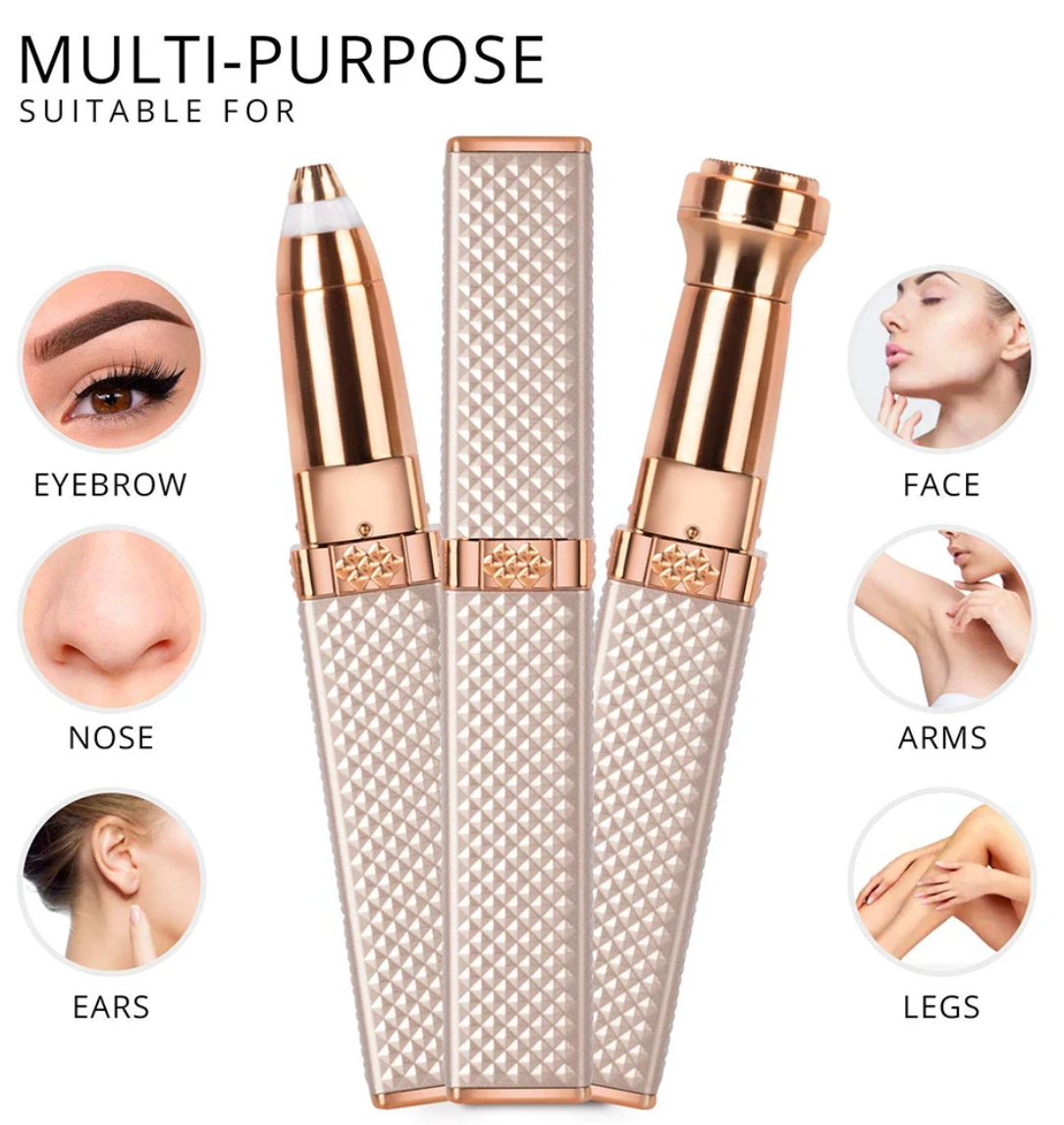 2-in-1 Flawless Facial Hair Remover & Eyebrow Trimmer | USB Rechargeable, Painless & Portable | Random Color