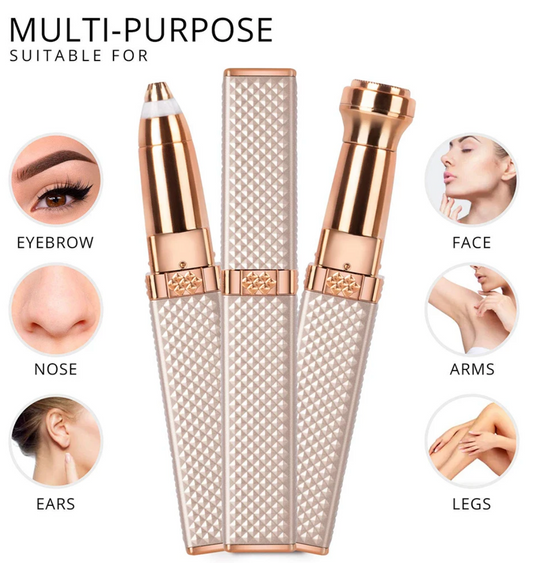 2-in-1 Flawless Facial Hair Remover & Eyebrow Trimmer | USB Rechargeable, Painless & Portable | Random Color