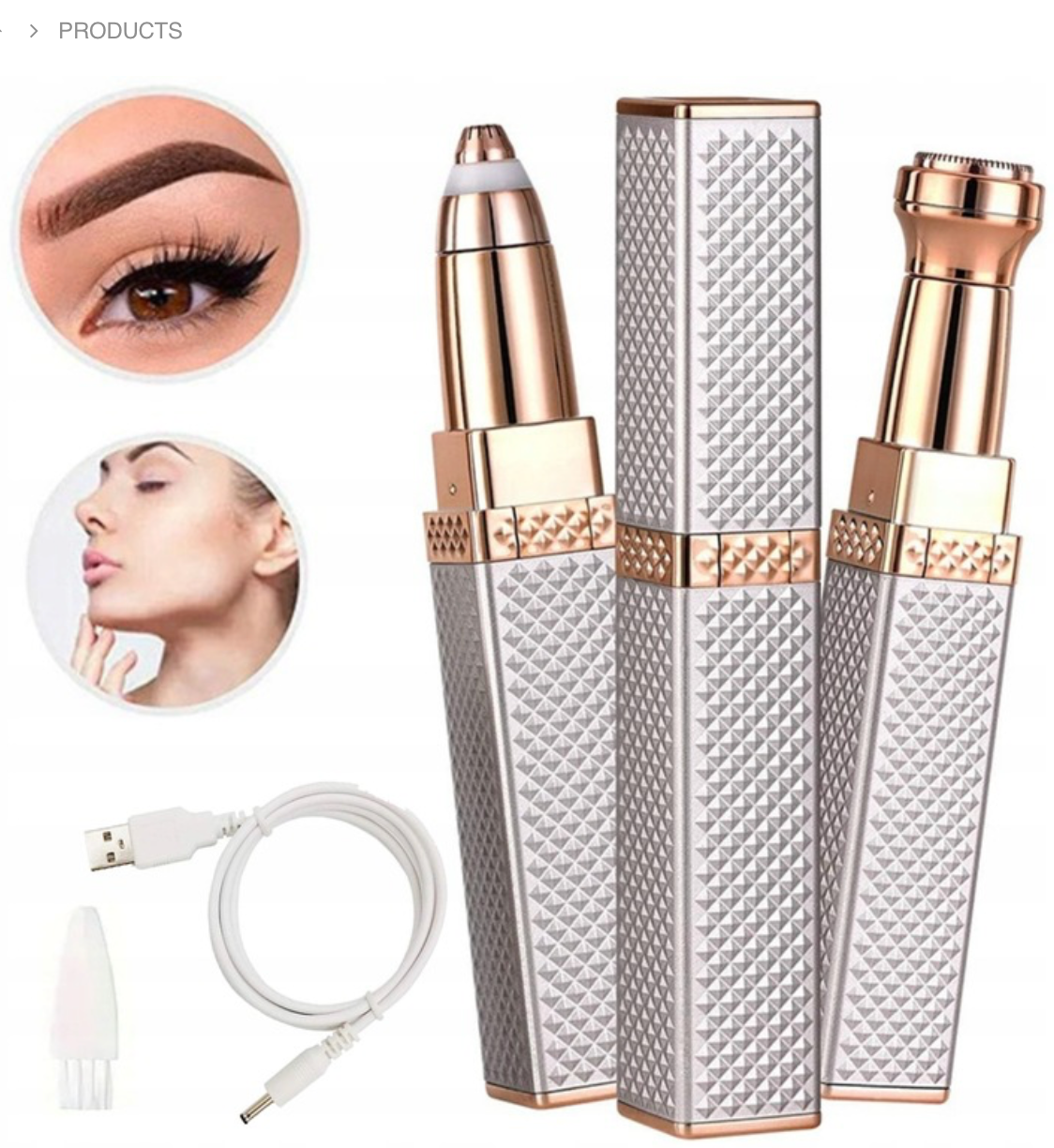 2-in-1 Flawless Facial Hair Remover & Eyebrow Trimmer | USB Rechargeable, Painless & Portable | Random Color
