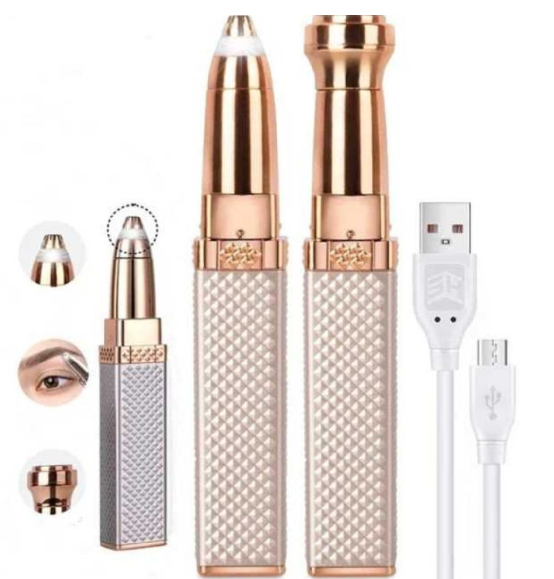 2-in-1 Flawless Facial Hair Remover & Eyebrow Trimmer | USB Rechargeable, Painless & Portable | Random Color