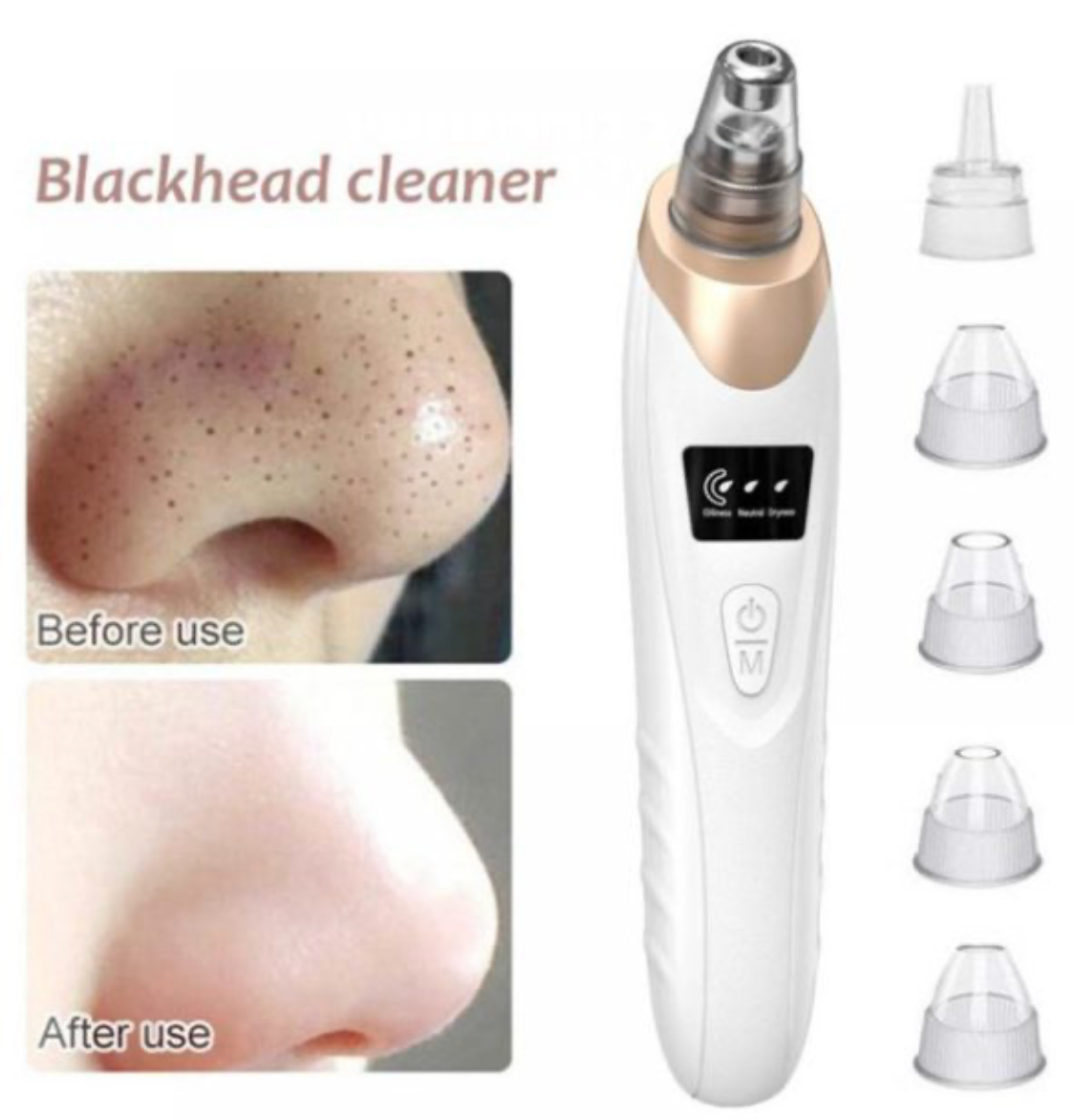 Blackhead Suction Remover Portable Pore Cleaner with LED Display and Multiple Suction Levels