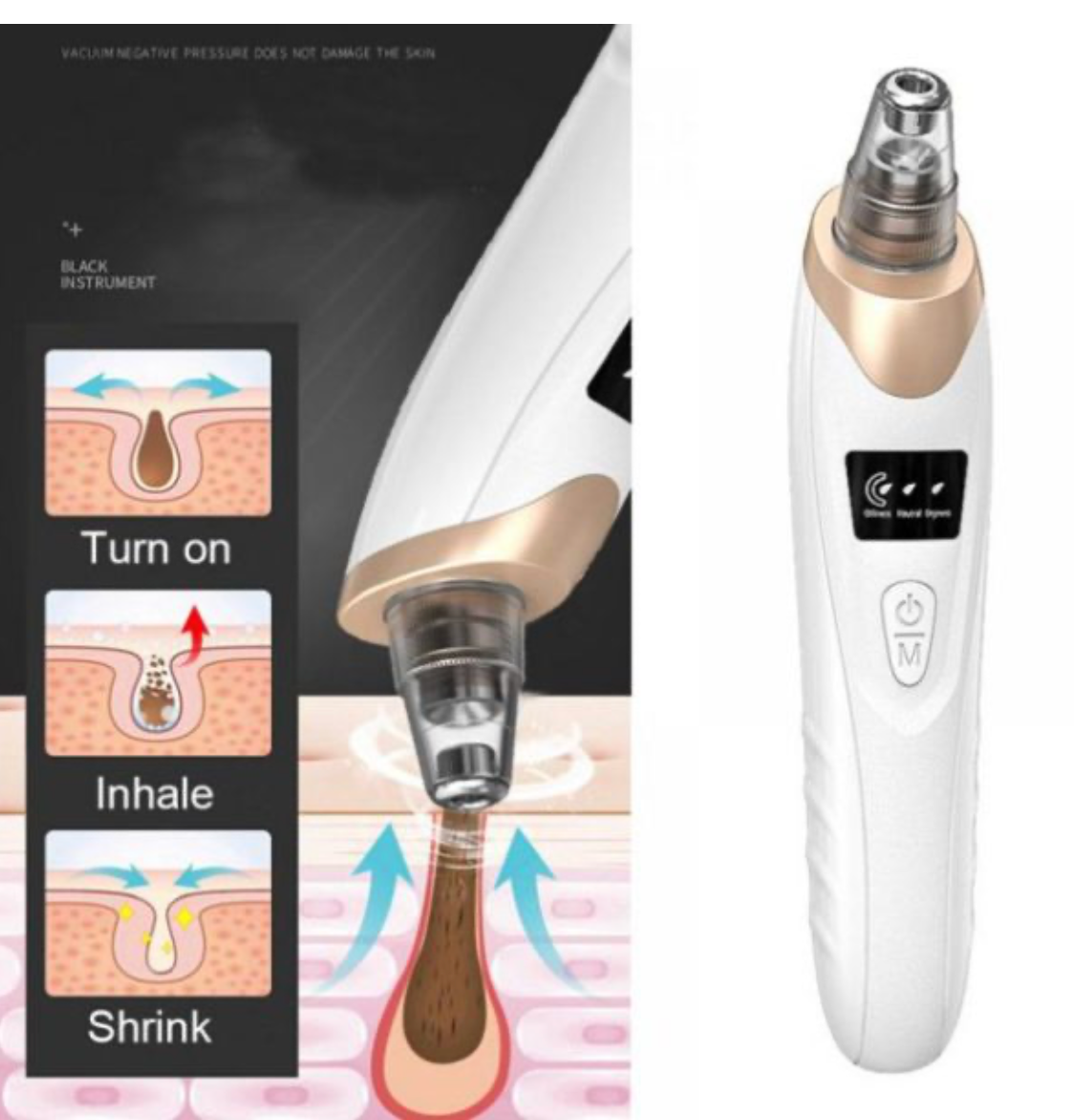 Blackhead Suction Remover Portable Pore Cleaner with LED Display and Multiple Suction Levels