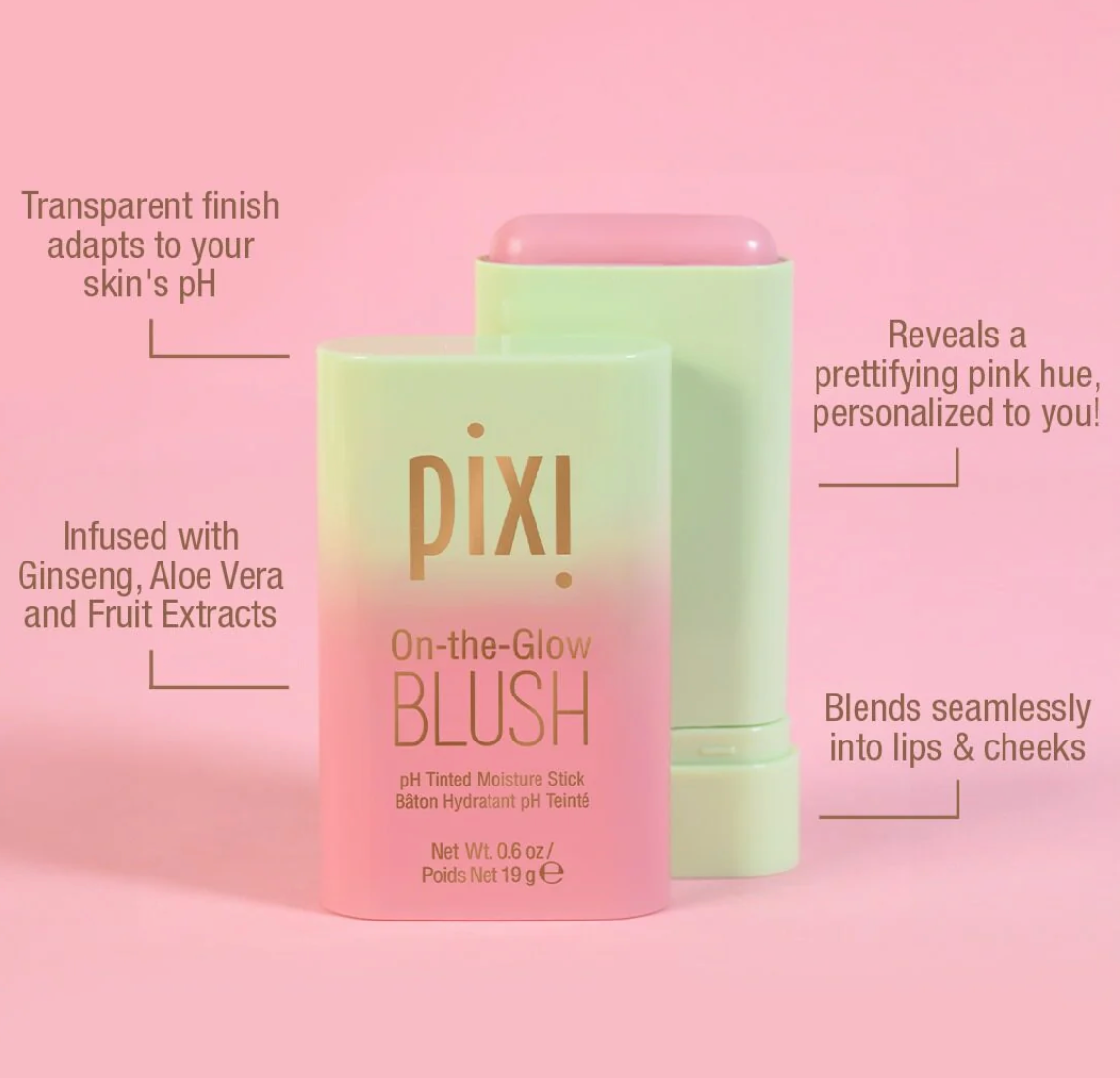 Pixi On-the-Glow Blush CheekTone Multi-Use pH Reactive Balm for Cheeks and Lips