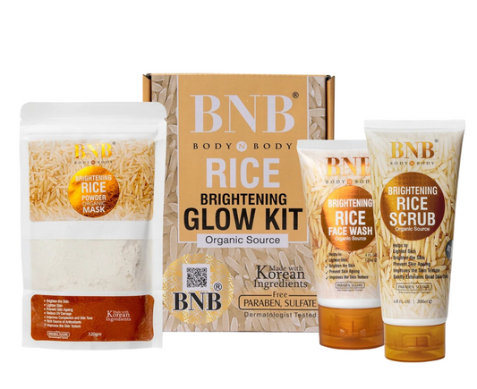 BNB Rice Extract Bright & Glow Facial Kit | 3-in-1 Whitening, Brightening & Hydrating Skincare