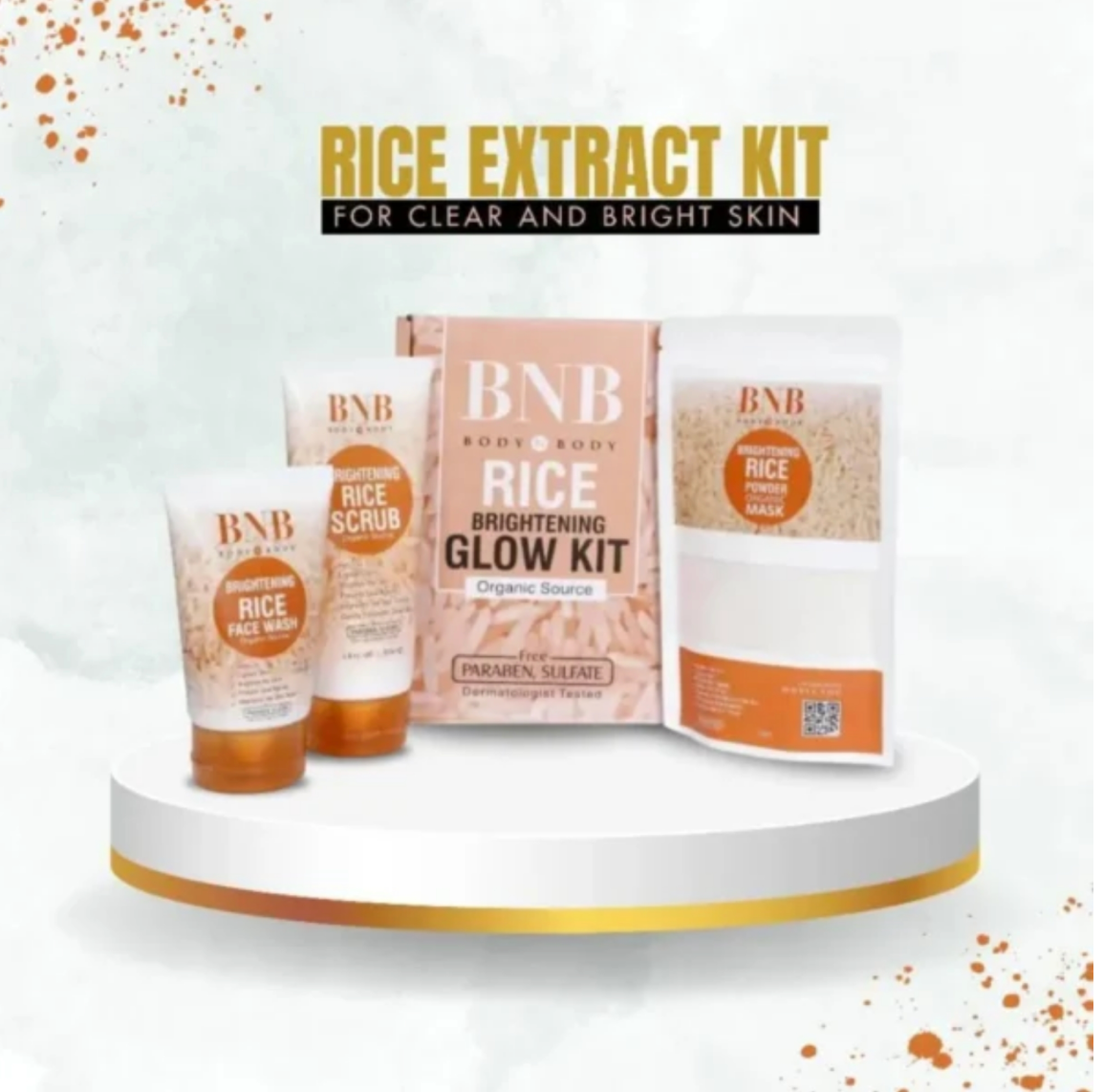 BNB Rice Extract Bright & Glow Facial Kit | 3-in-1 Whitening, Brightening & Hydrating Skincare