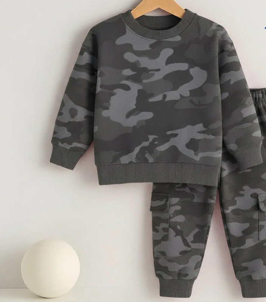 Kids Camouflage Sweatshirt & Cargo Trouser Set