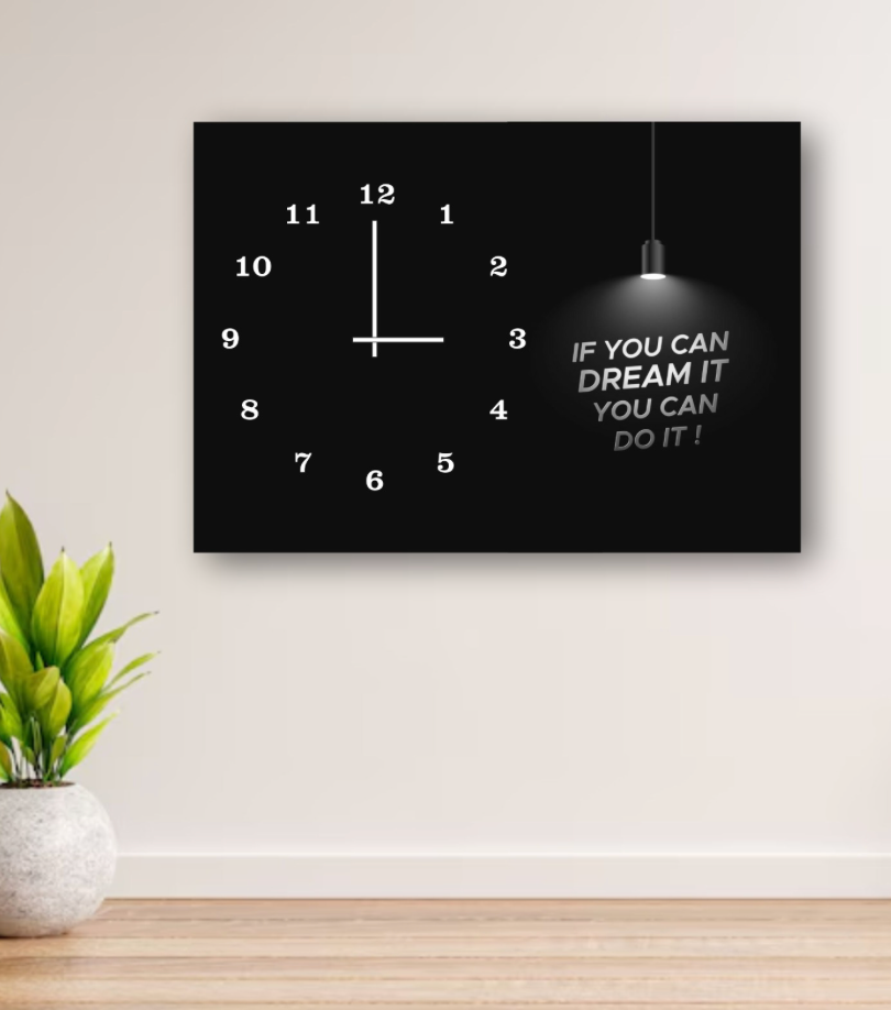 Motivational Wooden Wall Clock – 12x16” Printed Wall Decor with Hook Mount, Battery-Free Design