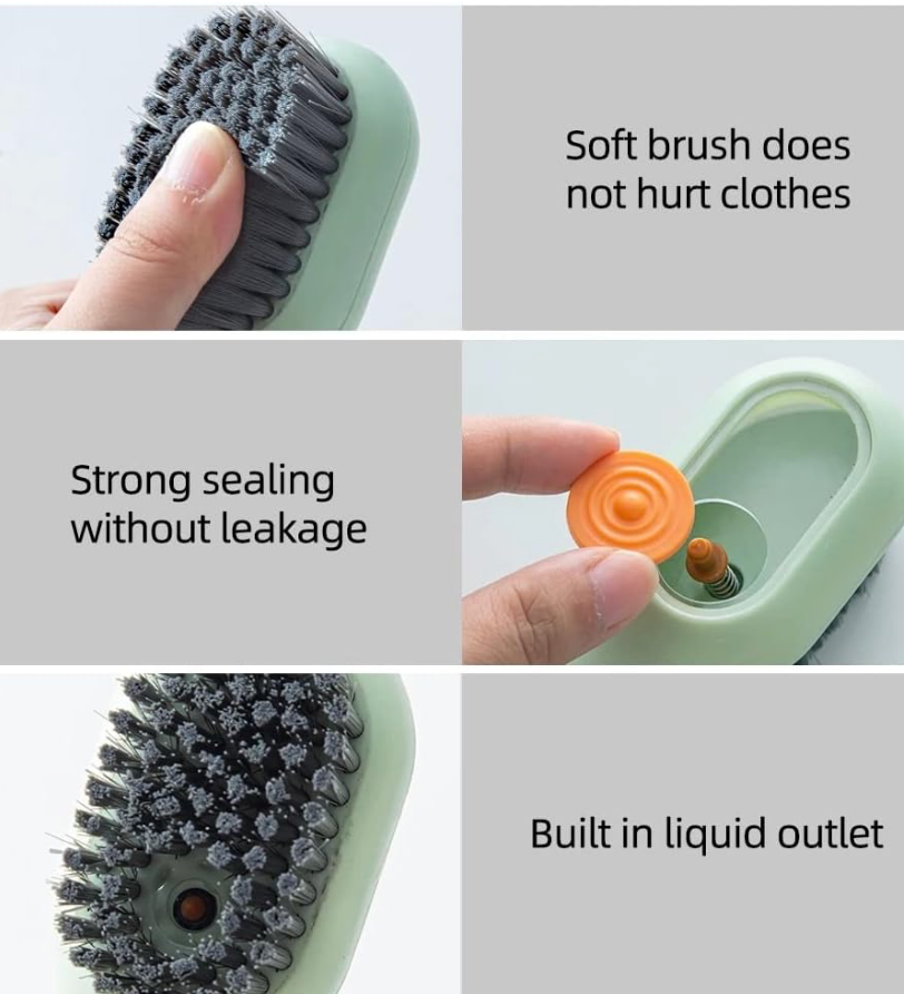 Multi-Purpose Shoe Cleaning Brush – Soft Bristles, Long Handle, Automatic Liquid Design for Shoes, Clothes & Household Cleaning