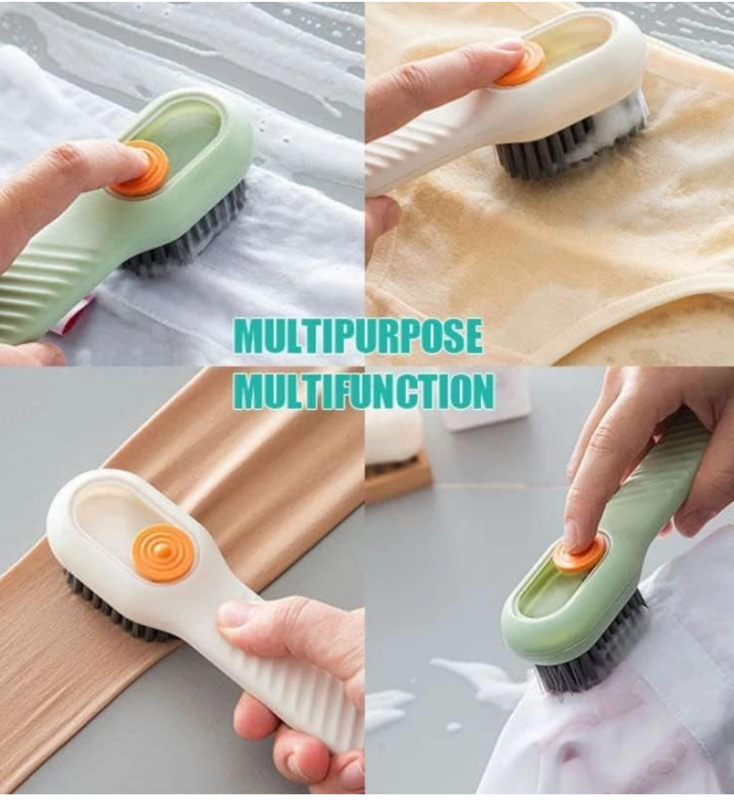 Multi-Purpose Shoe Cleaning Brush – Soft Bristles, Long Handle, Automatic Liquid Design for Shoes, Clothes & Household Cleaning