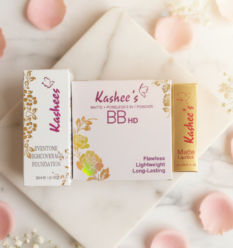 Kashee’s Complete Makeup Set – Foundation, BB HD Powder & Matte Lipstick | Flawless, Lightweight & Long-Lasting Beauty Essentials