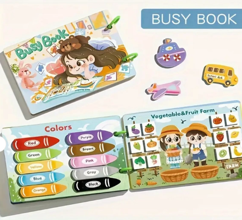 Montessori Quiet Busy Book for Toddlers – 12 Themed Educational Learning Activity Book | Early Development Toy for Kids