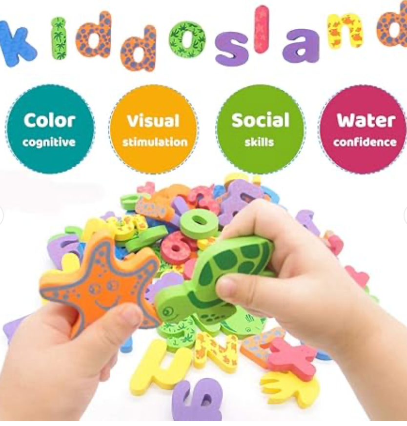 EVA Alphabet & Number Bath Toy Set – 36 Pcs Colorful Educational Foam Letters & Numbers for Kids