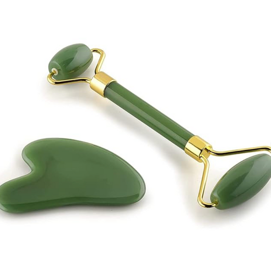 (Pack of 3) Marble Jade Roller Combo – Stone Marble Roller, Ice Roller Facial Massager & Derma Roller | Skin Care Face Massage Set