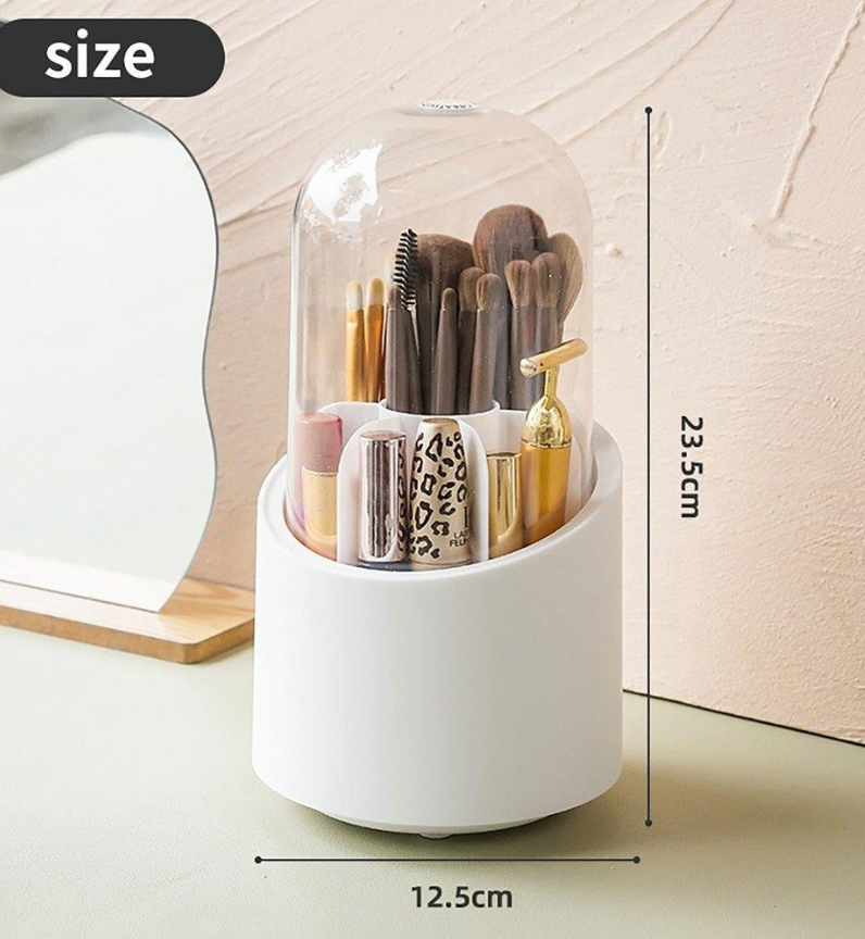 360° Rotating Makeup Brush Organizer – Desktop Cosmetic Storage Box for Brushes, Lipsticks, Eyebrow Pencils & Beauty Tools