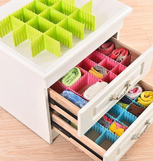 Pack of 4 Adjustable Plastic Drawer Dividers – DIY Partition Boards for Cabinets, Wardrobes & Organizers (Random Colors)
