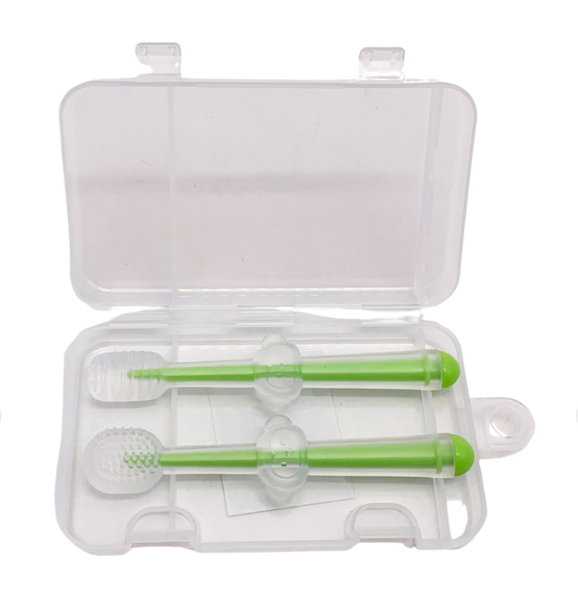 Infant Baby Silicone Toothbrush & Tongue Cleaner – Pack Of 2 with PP Storage Box | Safe Oral Care for Babies & Toddlers