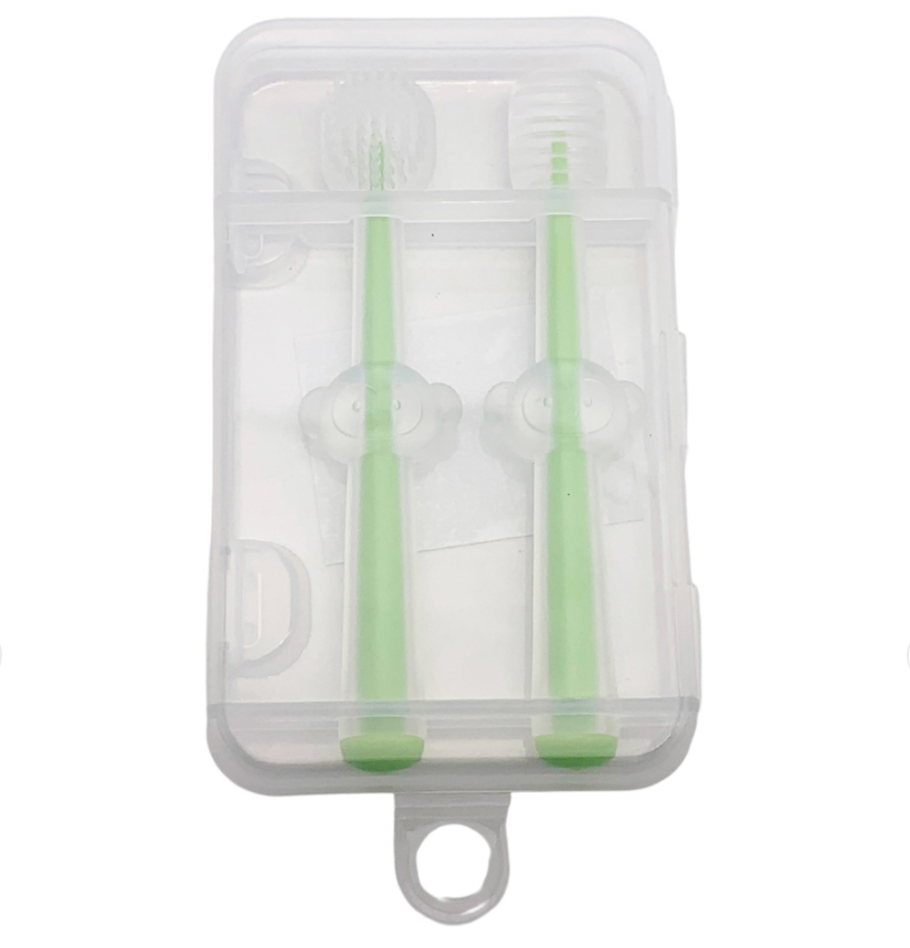Infant Baby Silicone Toothbrush & Tongue Cleaner – Pack Of 2 with PP Storage Box | Safe Oral Care for Babies & Toddlers