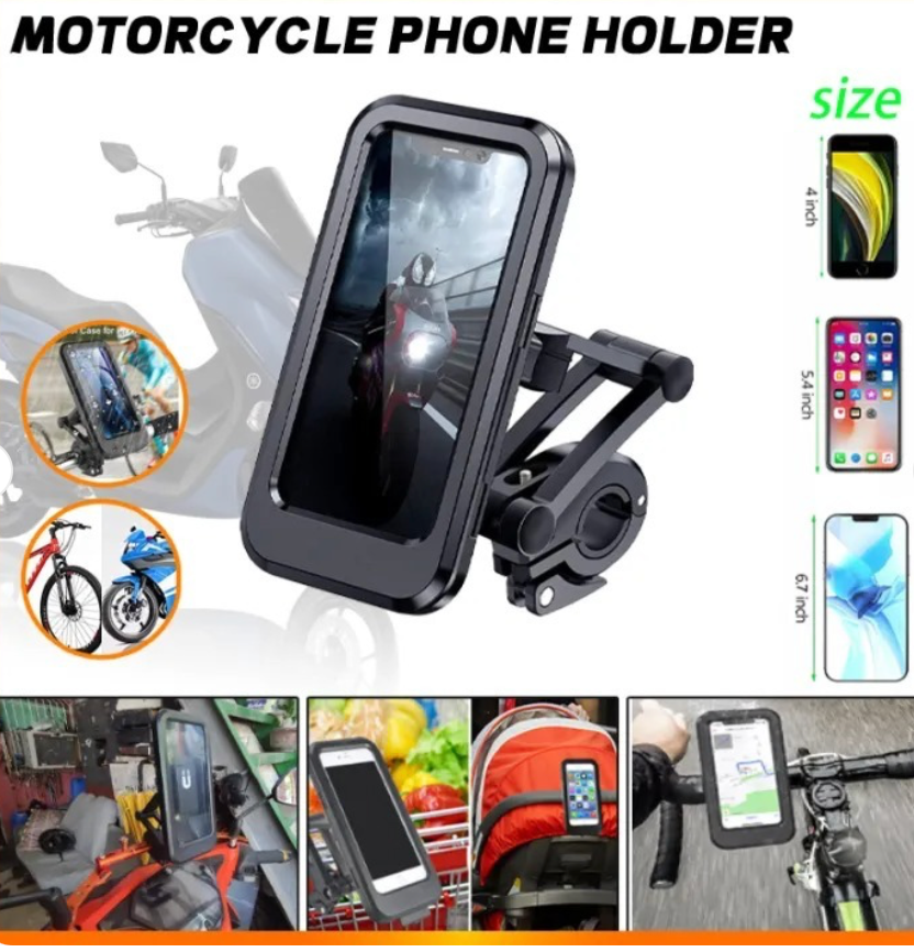 Bike Handlebar Waterproof Phone Holder – Full Touch Screen Case with Secure Mount for Cycling, Travel & Navigation