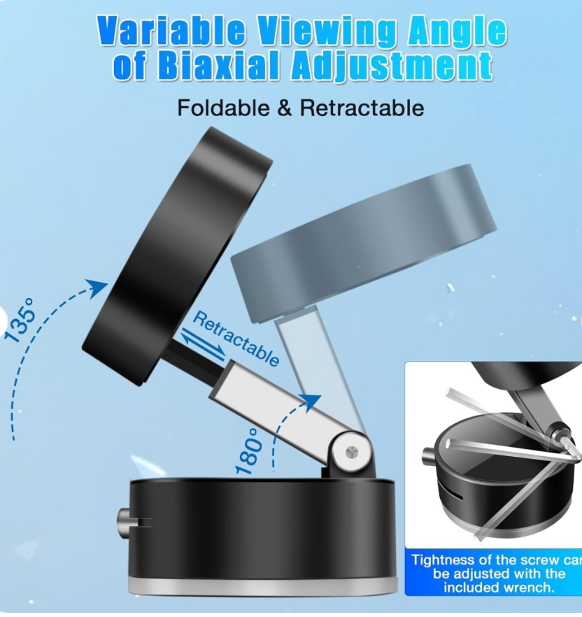 Vacuum Magnetic Suction Cup Folding Swivel Stand – Double-Sided Universal Mobile Phone Holder for Desk, Car & Travel